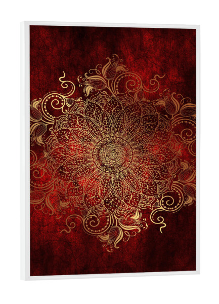 Poster mit weißem Rahmen "Mandala Fire" artboxONE - Abstrakt - Mandala,Yoga,Boho,Indian,Indi,Arabic,Fire,Gold,Vector