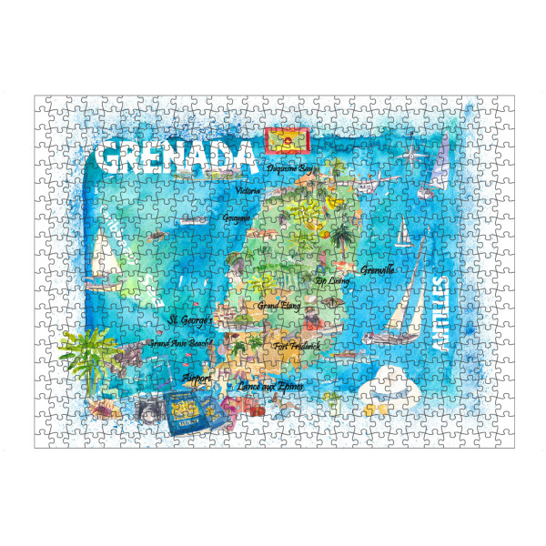 Puzzle Ravensburger "Grenada Illustrierte Karte" artboxONE - Reise,Reise / Strand und Meer,Kartografie