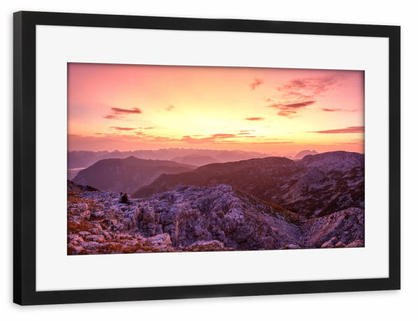 Poster mit Rahmen schwarz "Guten Morgen Welt" artboxONE - Natur