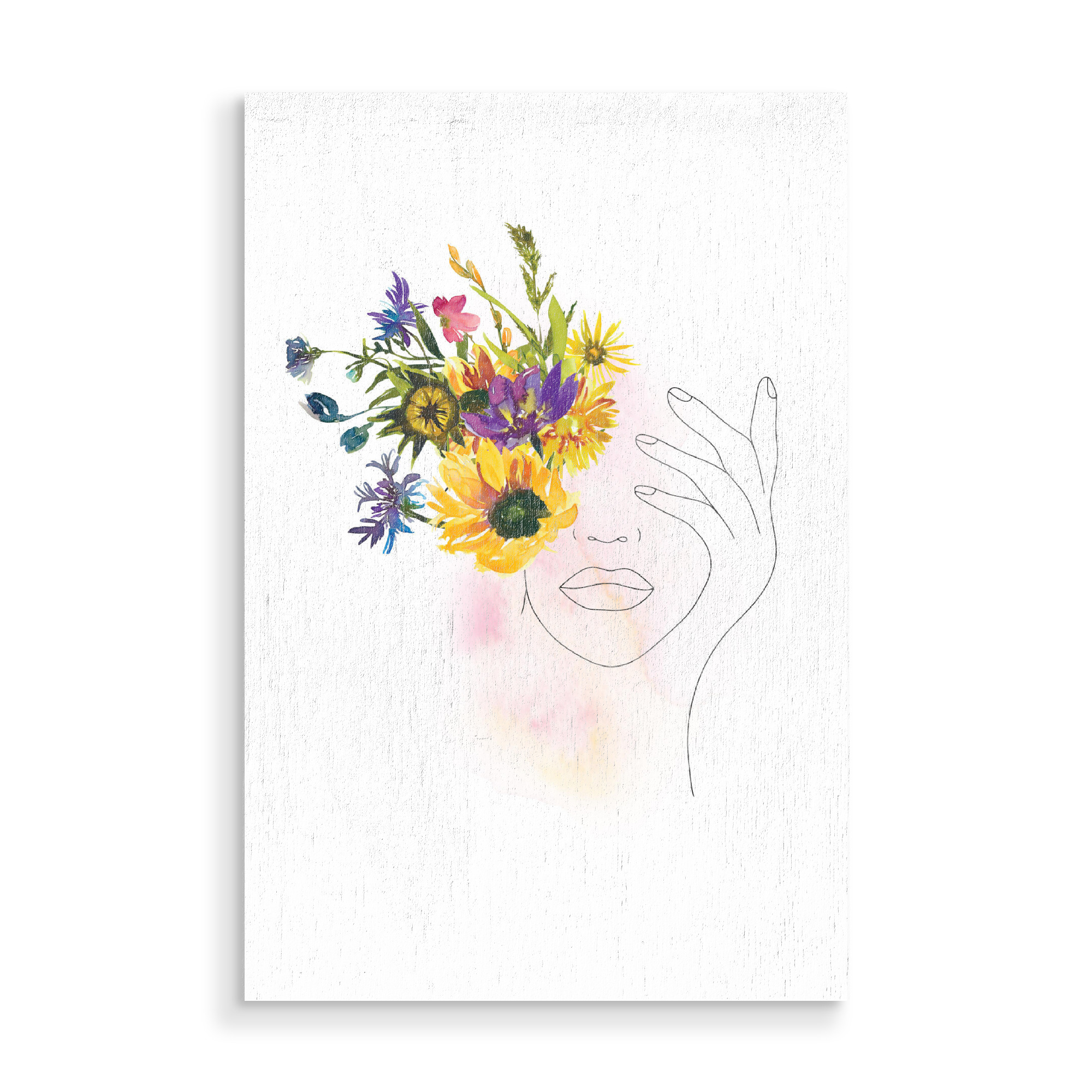 Holzbild "Girl with Flowers" artboxONE - Menschen