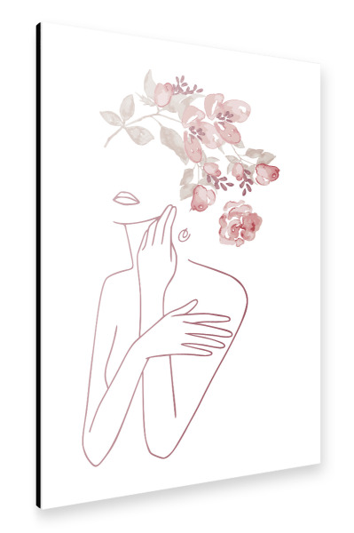 Alu-Dibond "Beautiful woman with flowers" 30x20 cm artboxONE