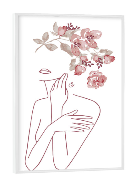 Poster mit weißem Rahmen "Beautiful woman with flowers" artboxONE - Floral,Menschen