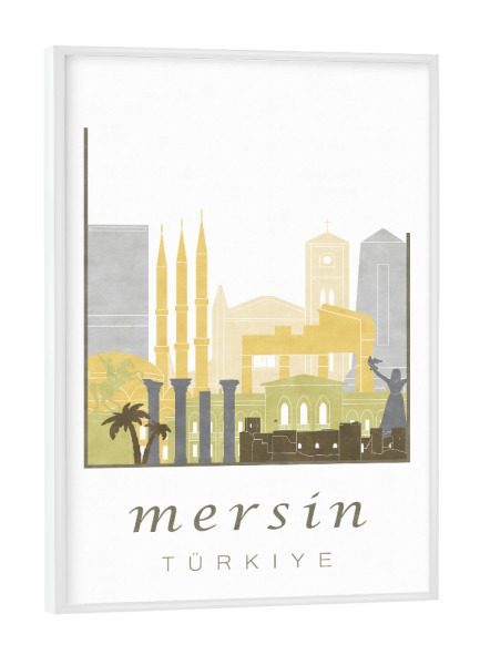 Poster mit weißem Rahmen "Mersin skyline desert" artboxONE - Städte,Reise,Architektur,Kartografie