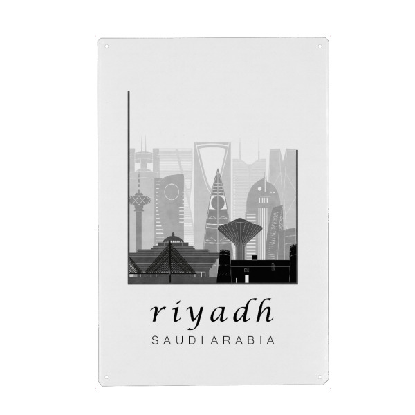 Metall Poster "Riyadh skyline black and white" artboxONE - Städte,Reise,Architektur,Kartografie