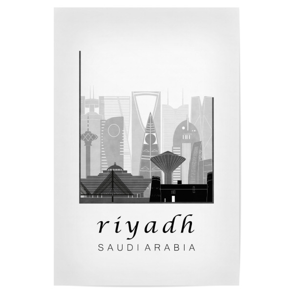 Poster 30x20 cm "Riyadh skyline black and white" artboxONE - Städte,Reise,Architektur,Kartografie