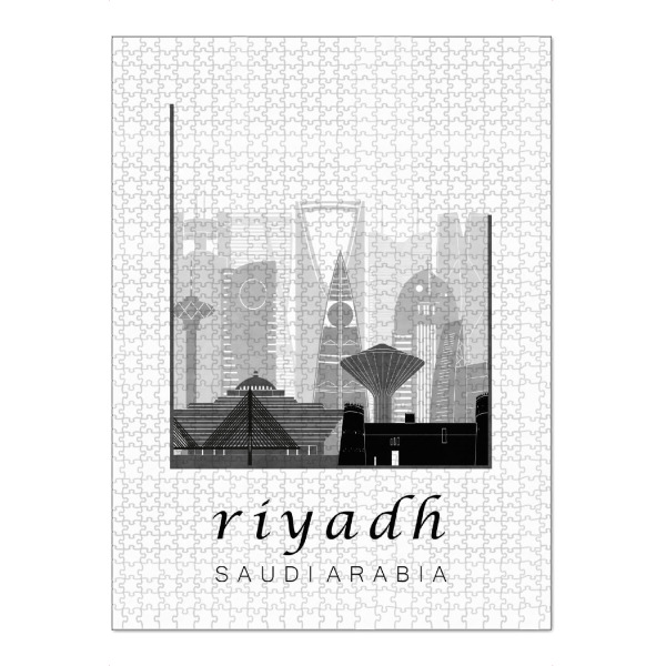 Puzzle Ravensburger "Riyadh skyline black and white" artboxONE - Städte,Reise,Architektur,Kartografie