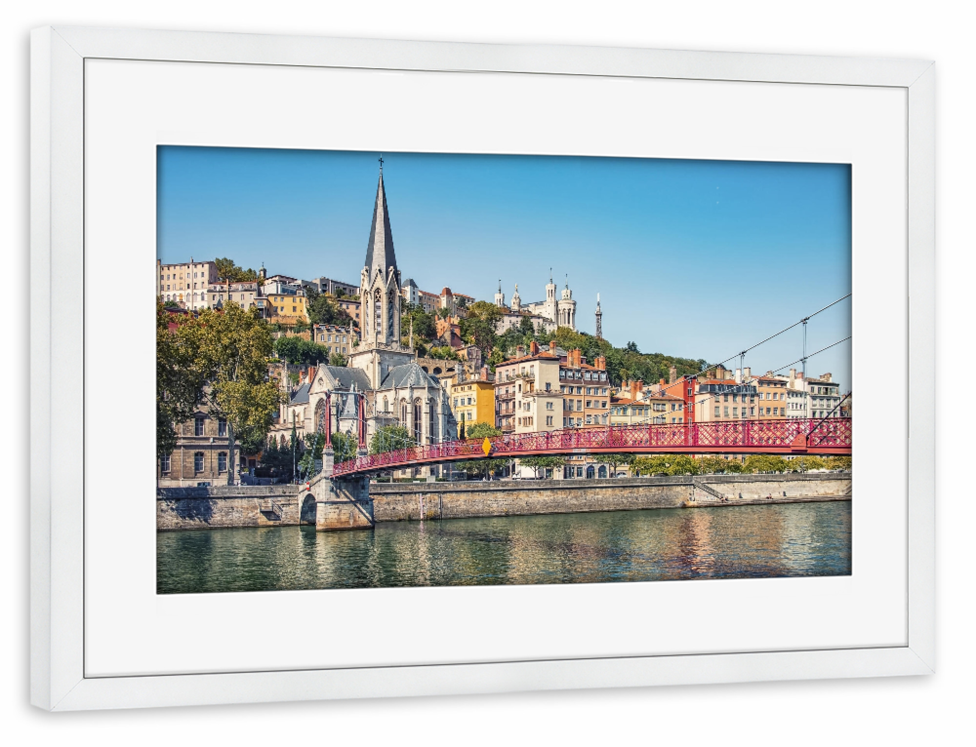 Poster mit Rahmen weiß "The city of Lyon" artboxONE - Städte,Reise,Architektur,Reise / Länder,Städte / Weitere