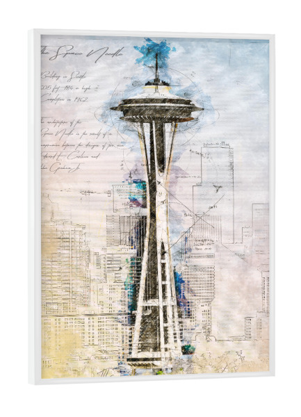 Poster mit weißem Rahmen "Space Needle, Seattle" artboxONE - Reise,Architektur,Städte / Weitere
