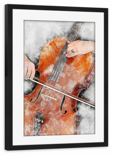 Poster mit Rahmen schwarz "Playing Cello (matart)" artboxONE - Menschen,Musik