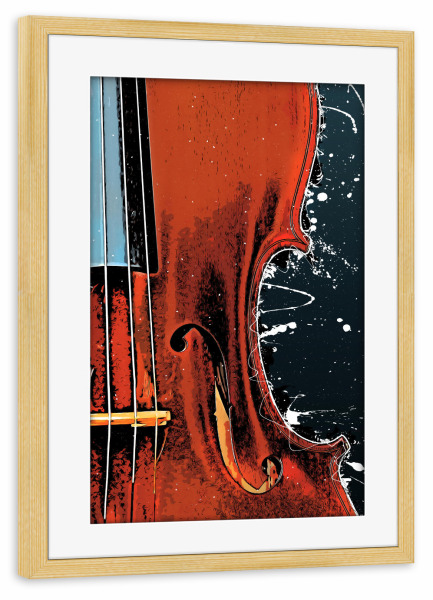 Poster mit Rahmen kiefer "Violin music art cartoon" artboxONE - Musik - Violin,Violinist,Music,Instrument,Notataio,String,Geige,Musik