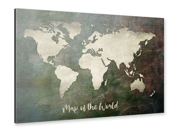 Alu-Dibond "World Map Brown Green (matart)" 30x20 cm artboxONE