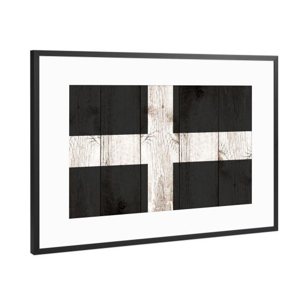 Poster mit Rahmen Schwarz (Metallic) "Cornwall Flag" artboxONE - Reise,Abstrakt,Reise / Länder