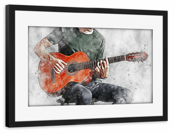 Poster mit Rahmen schwarz "Guitarist (matart)" artboxONE - Menschen,Musik