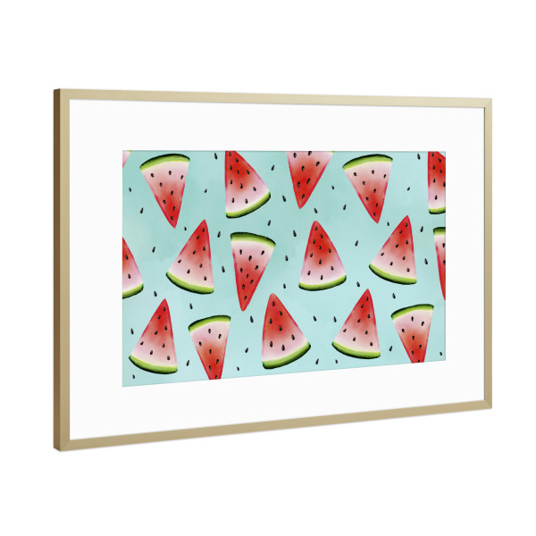 Poster mit Rahmen Gold "Wassermelonen Muster" artboxONE - Essen & Trinken / Obst & Gemüse