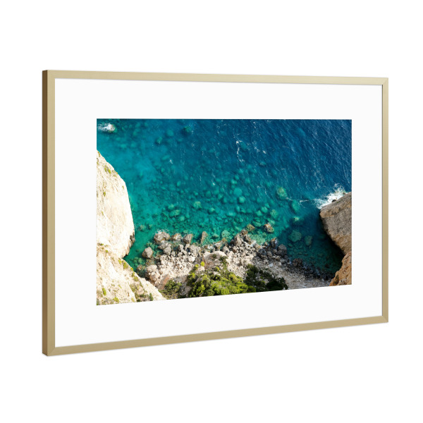 Poster mit Rahmen Gold "Clear Blue Sea" artboxONE - Natur,Reise,Reise / Strand und Meer