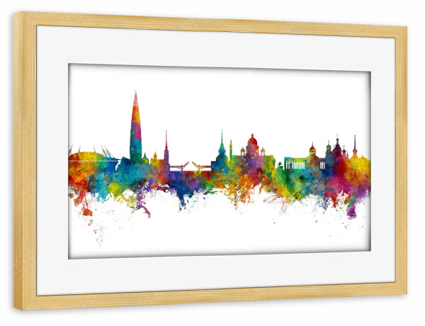 Poster mit Rahmen kiefer "St Petersburg Russia Skyline" artboxONE - Städte