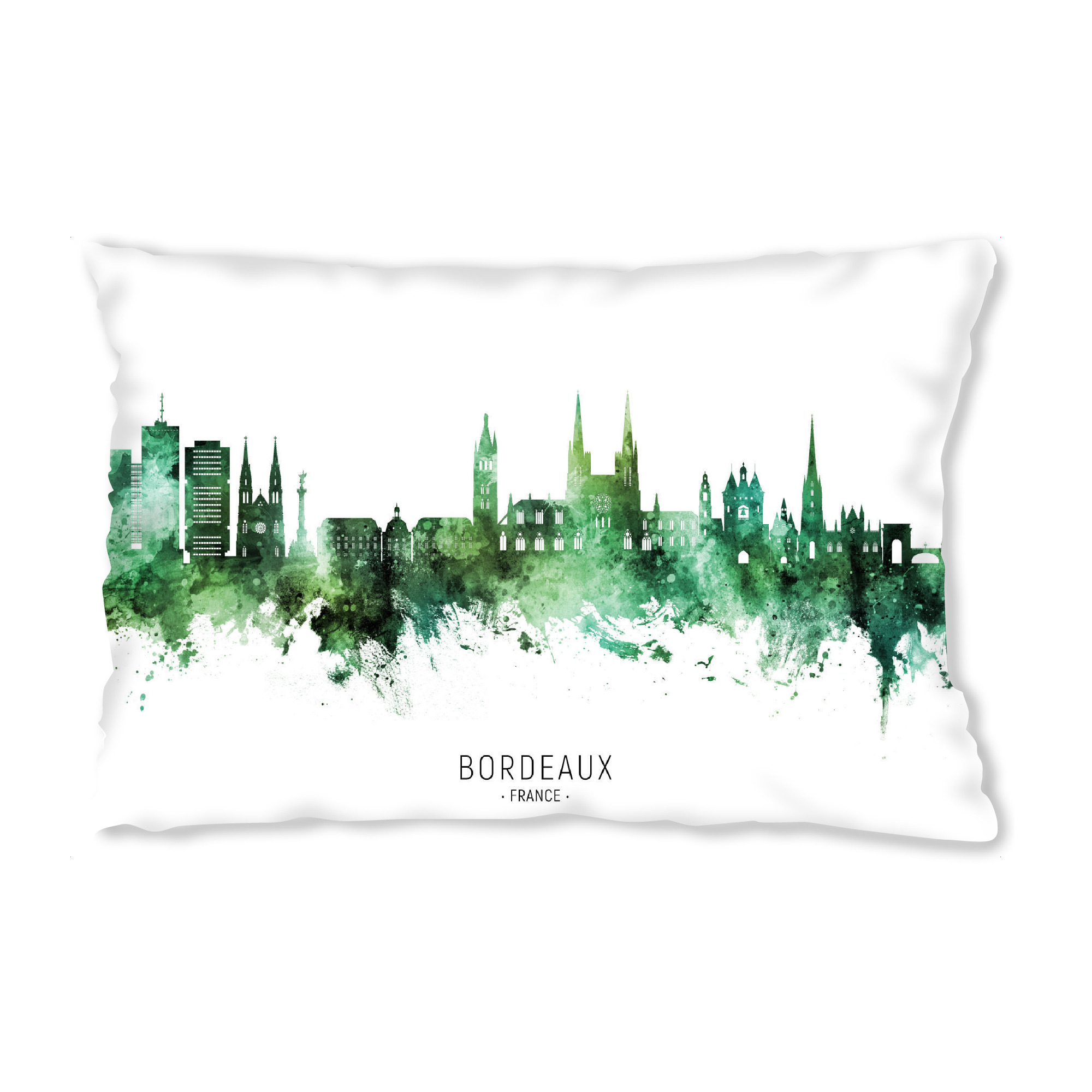 Design-Kissen "Bordeaux Skyline Green Name" artboxONE - Städte