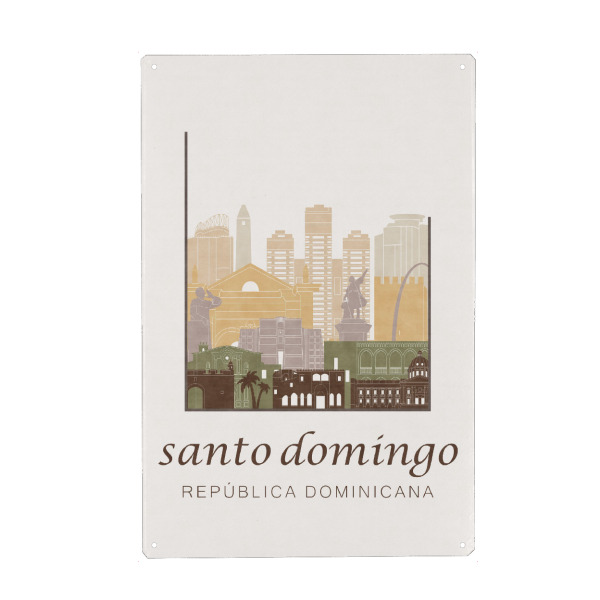 Metall Poster "Santo Domingo skyline rustic" artboxONE - Städte,Reise,Architektur,Kartografie
