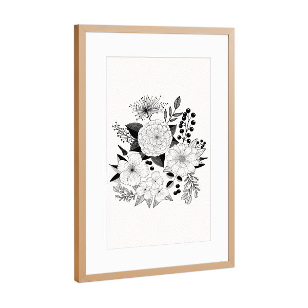 Poster mit Rahmen Kupfer "Blumen: moderner Line-Art Stil" artboxONE - Natur,Floral