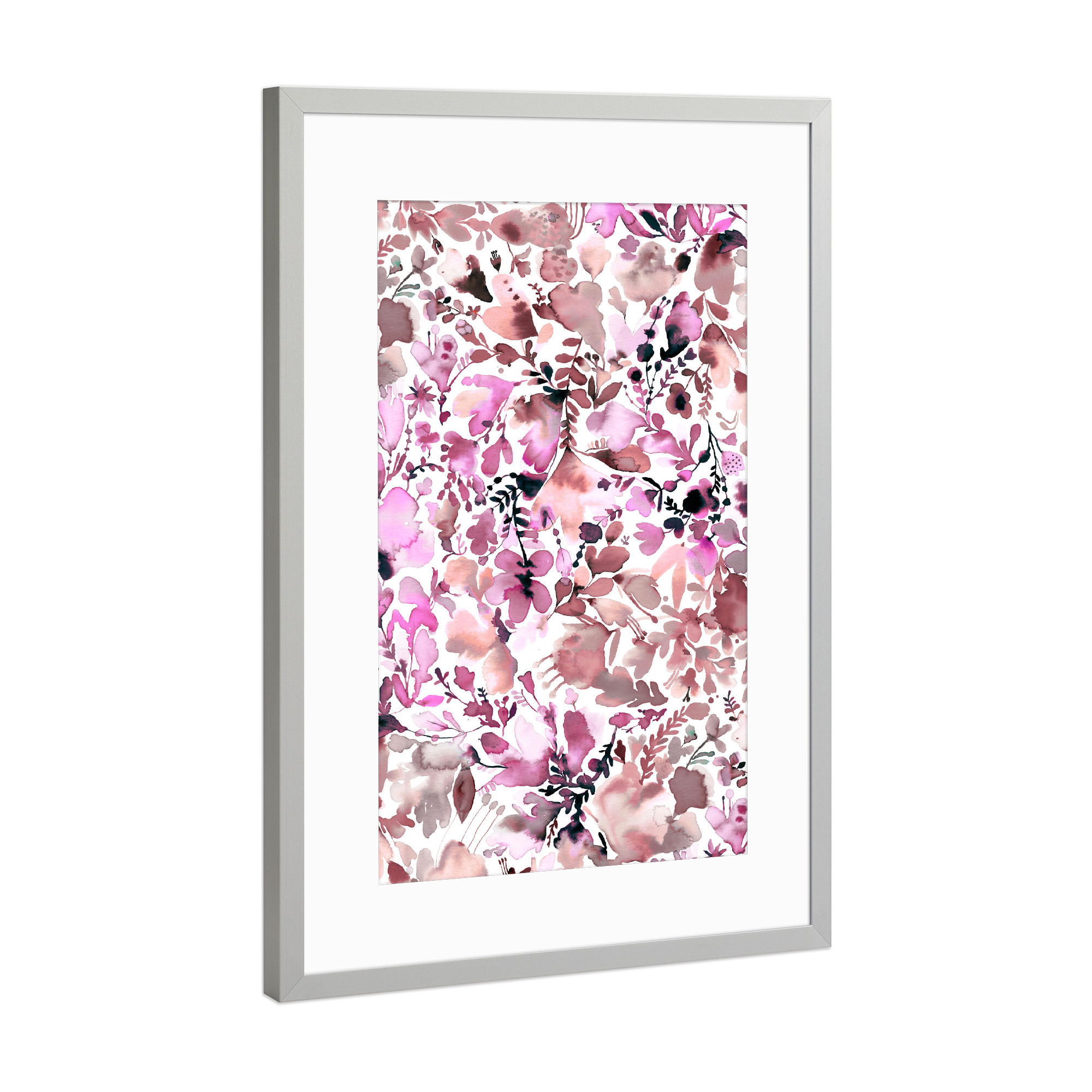 Poster mit Rahmen Silber "Magic Watercolor Flowers Lilac" artboxONE - Floral,Abstrakt,Für Mama