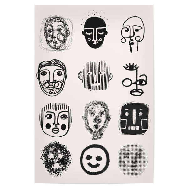 Poster "TWELVE" artboxONE - Abstrakt,Menschen,Fiktion - Gesicht,Zwölf,Menschen,Kunst,Dekorativ,Abstract,Abstrakt,Figuren,Faces