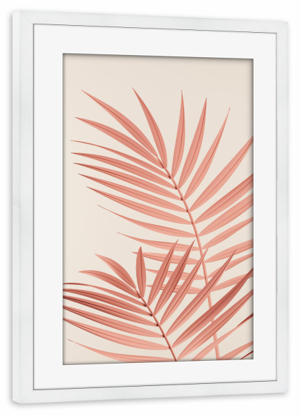 Poster mit Rahmen weiß "Rose Gold Palm" artboxONE - Natur,Floral