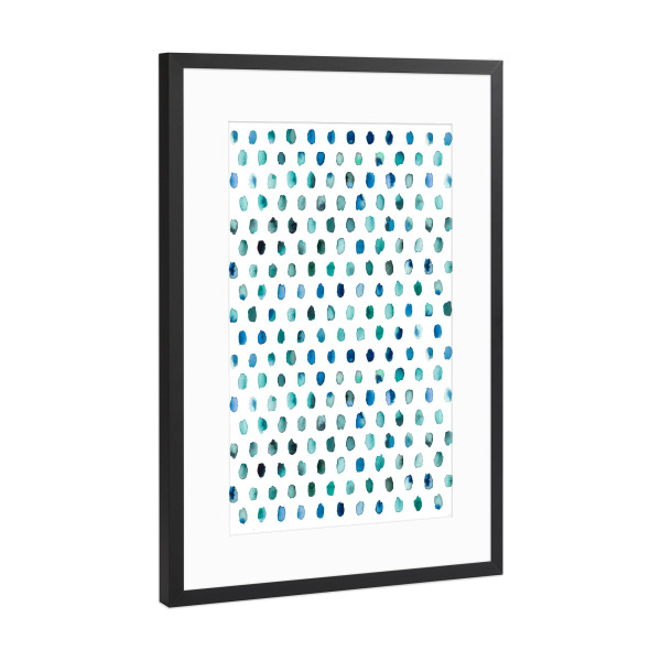 Poster mit Rahmen Schwarz (Metallic) "Watercolor Dots Palette Blue" artboxONE - Abstrakt,Geometrie