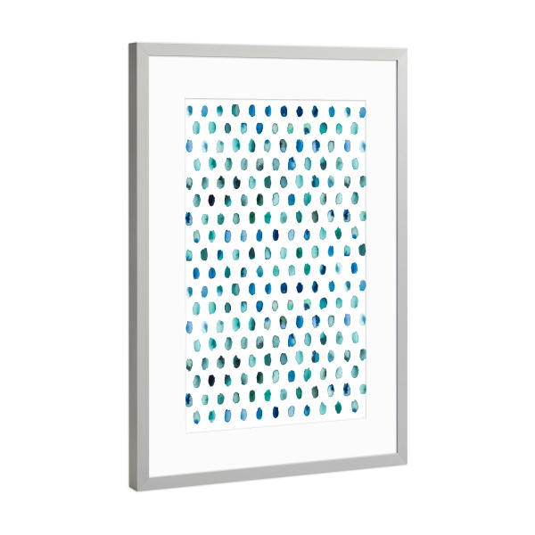 Poster mit Rahmen Silber "Watercolor Dots Palette Blue" artboxONE - Abstrakt,Geometrie