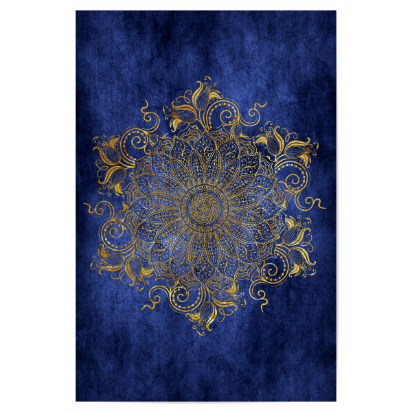 Poster 30x20 cm "Mandala Blue velvet" artboxONE - Abstrakt - Mandala,Yoga,Boho,Arabic,Abstract,Abstrakt,Indian,Indie,Blue,Gold,Nature