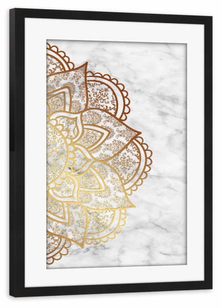 Poster mit Rahmen schwarz "Mandala Golden Marble" artboxONE - Abstrakt,Geometrie