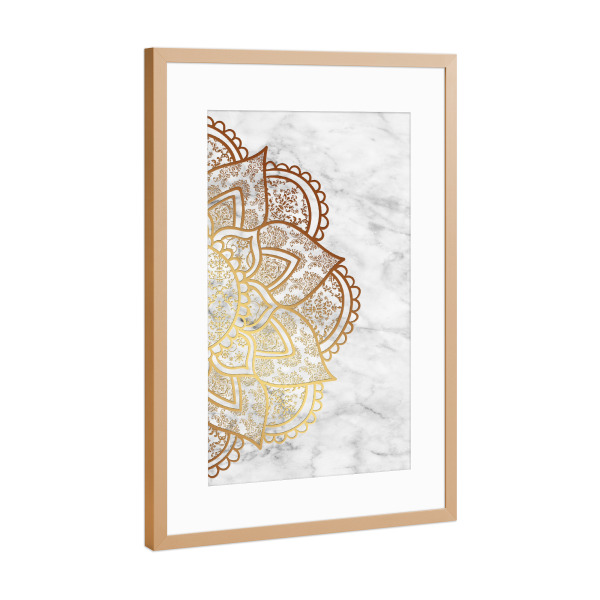 Poster mit Rahmen Kupfer "Mandala Golden Marble" artboxONE - Abstrakt,Geometrie