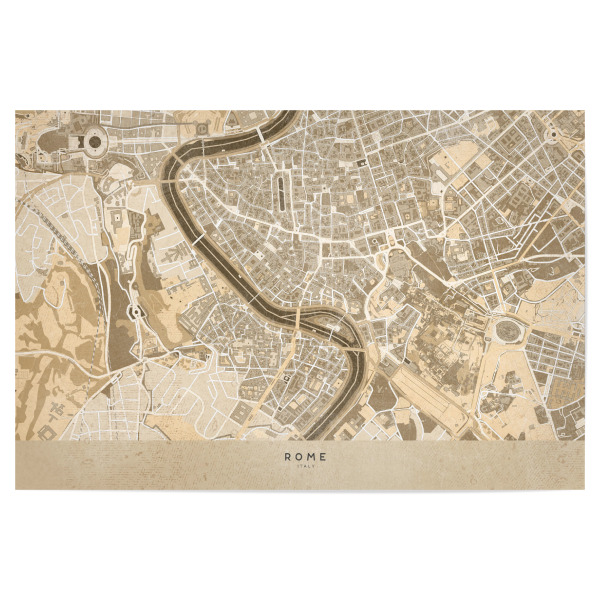 Poster "Sepia vintage map of Rome" artboxONE - Kartografie - Sepia,Vintage,Map,Rome,Italy,Beige,Brown,Distressed,Rom,Italien,Karte