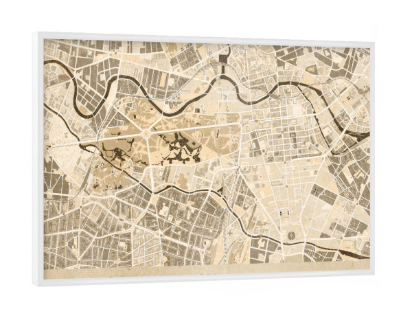 Poster mit weißem Rahmen "Sepia vintage map of Berlin" artboxONE - Kartografie