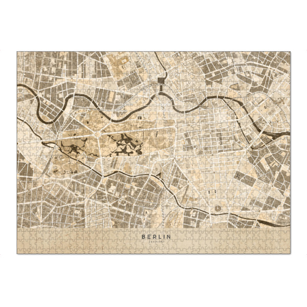 Puzzle Ravensburger "Sepia vintage map of Berlin" artboxONE - Kartografie - Vintage,Map,Berlin,Germany,Sepia,Brown,Distressed,Old,Karte,Deutschland