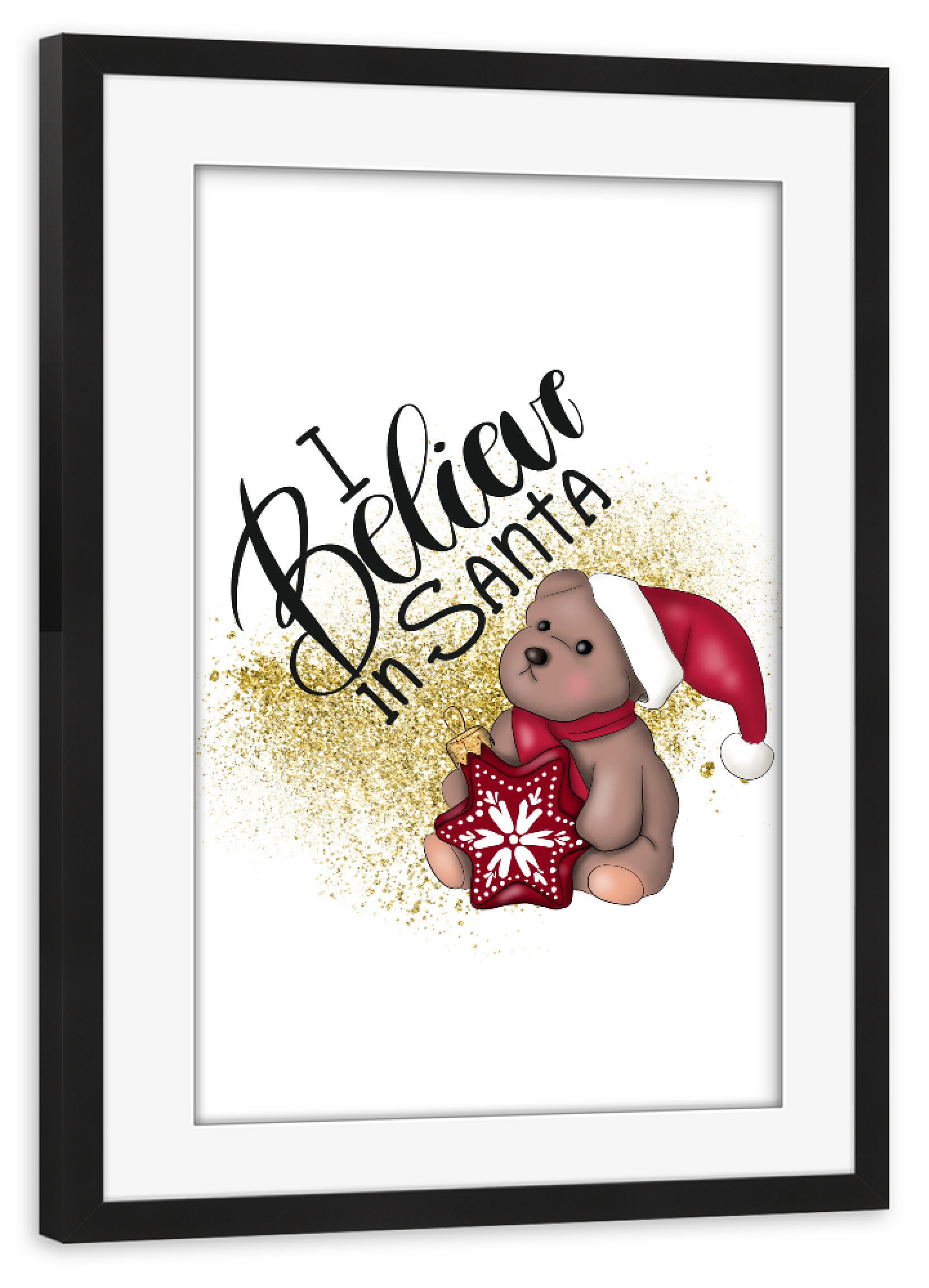 Poster mit Rahmen schwarz "I Believe In Santa Illustration" artboxONE - Für Kinder,Tiere,Liebe,Weihnachten,Festivals