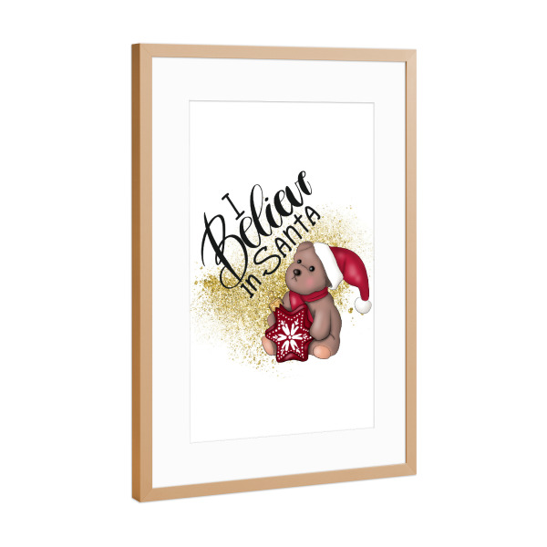 Poster mit Rahmen Kupfer "I Believe In Santa Illustration" artboxONE - Für Kinder,Tiere,Liebe,Weihnachten,Festivals