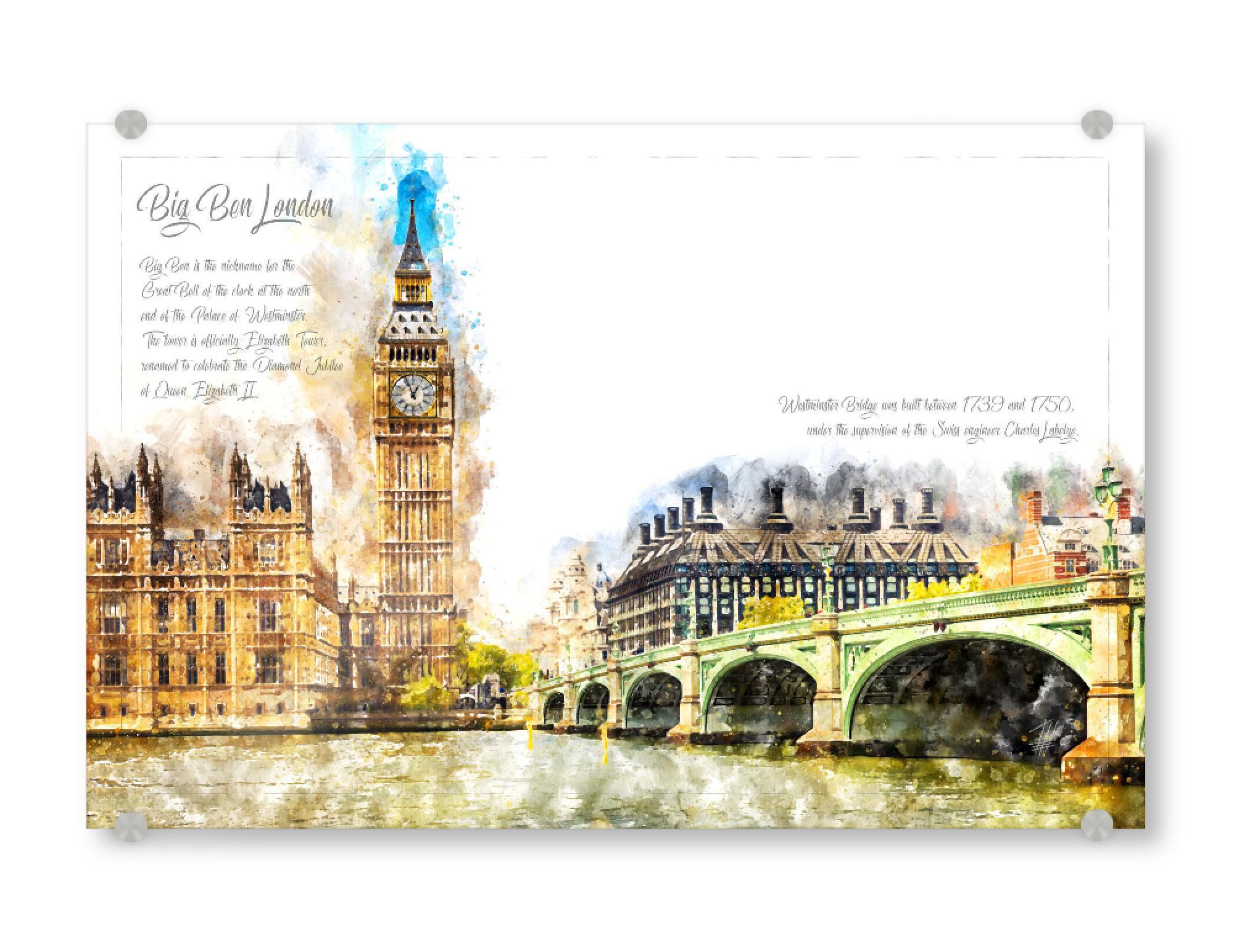Acrylglasbild "Big Ben London Aquarell" artboxONE - Städte,Städte / London,Architektur