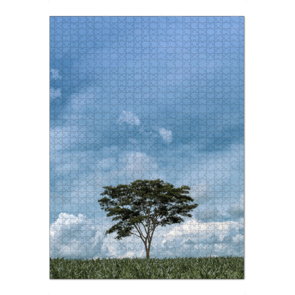 Puzzle Ravensburger "Tree in Cornfield" artboxONE - Natur - Nature,Tree,Field,Cornfield,Landscape,Sky,Blue,Clouds,Natur,Landscaft,Baum - Bild nature