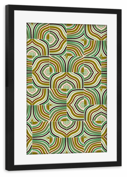 Poster mit Rahmen schwarz "Jade Rainbow Mixed Tiles" artboxONE - Abstrakt,Geometrie