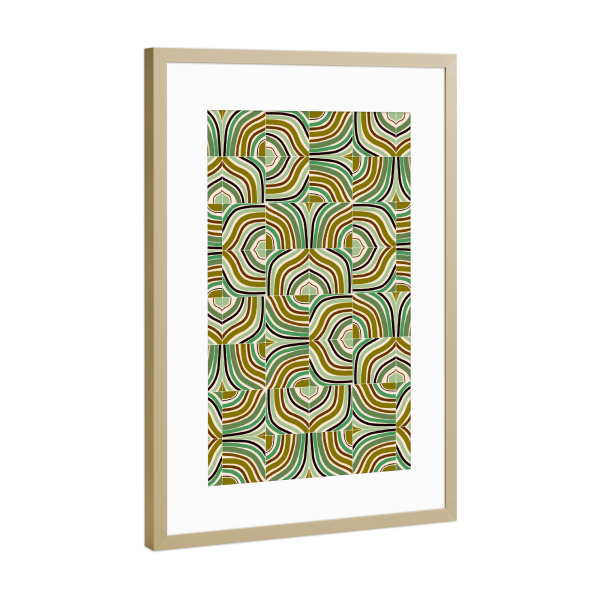 Poster mit Rahmen Gold "Jade Rainbow Mixed Tiles" artboxONE - Abstrakt,Geometrie