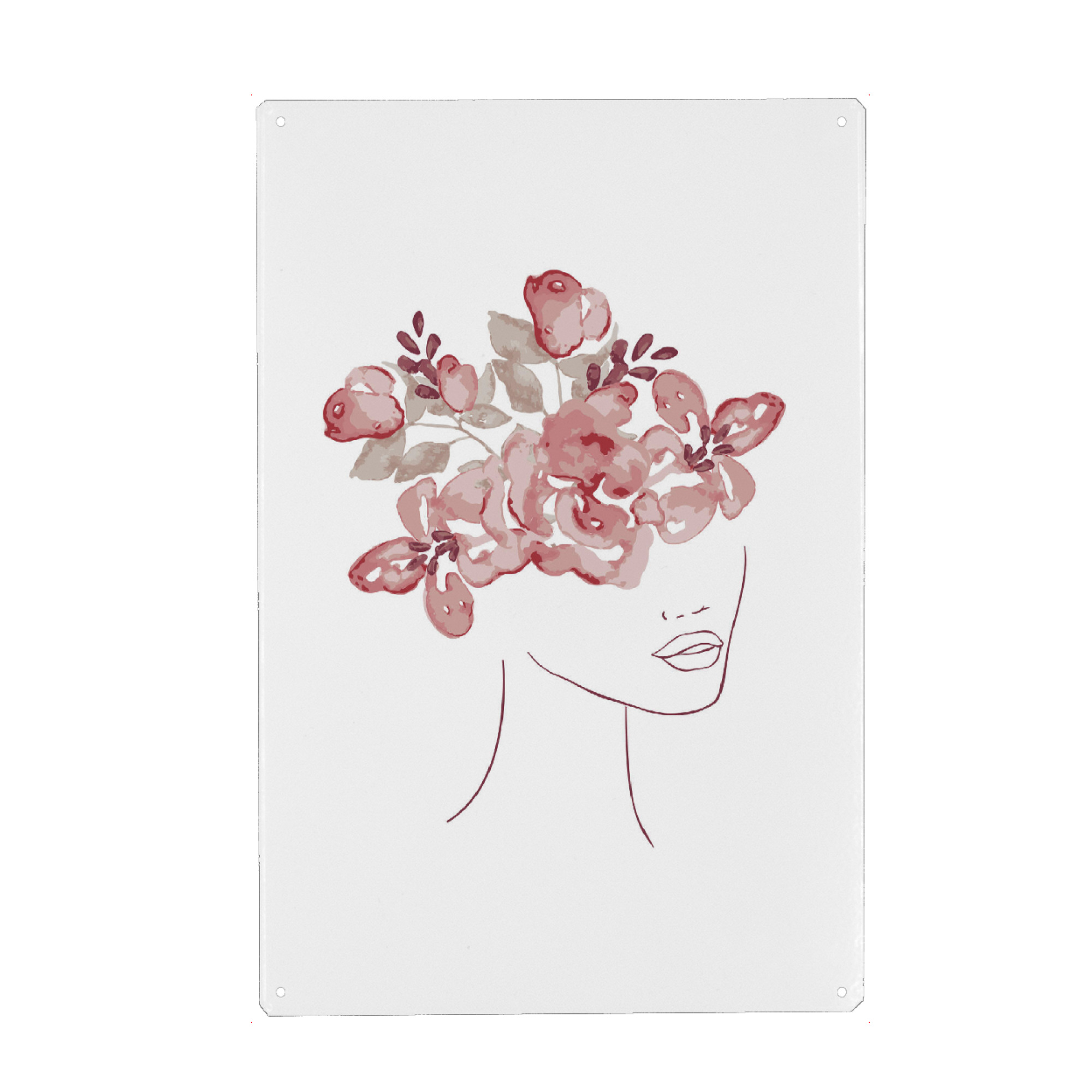 Metall Poster "Girl With Flower Head" artboxONE - Floral,Menschen