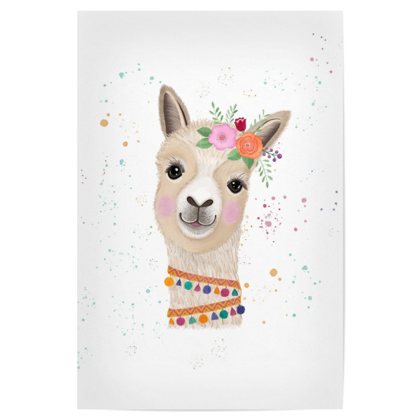 Poster "Llama Mädchen" artboxONE - Für Kinder,Tiere,Lustig