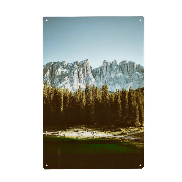 Metall Poster "Dolomiten mit See im Vordergrund" artboxONE - Natur,Reise