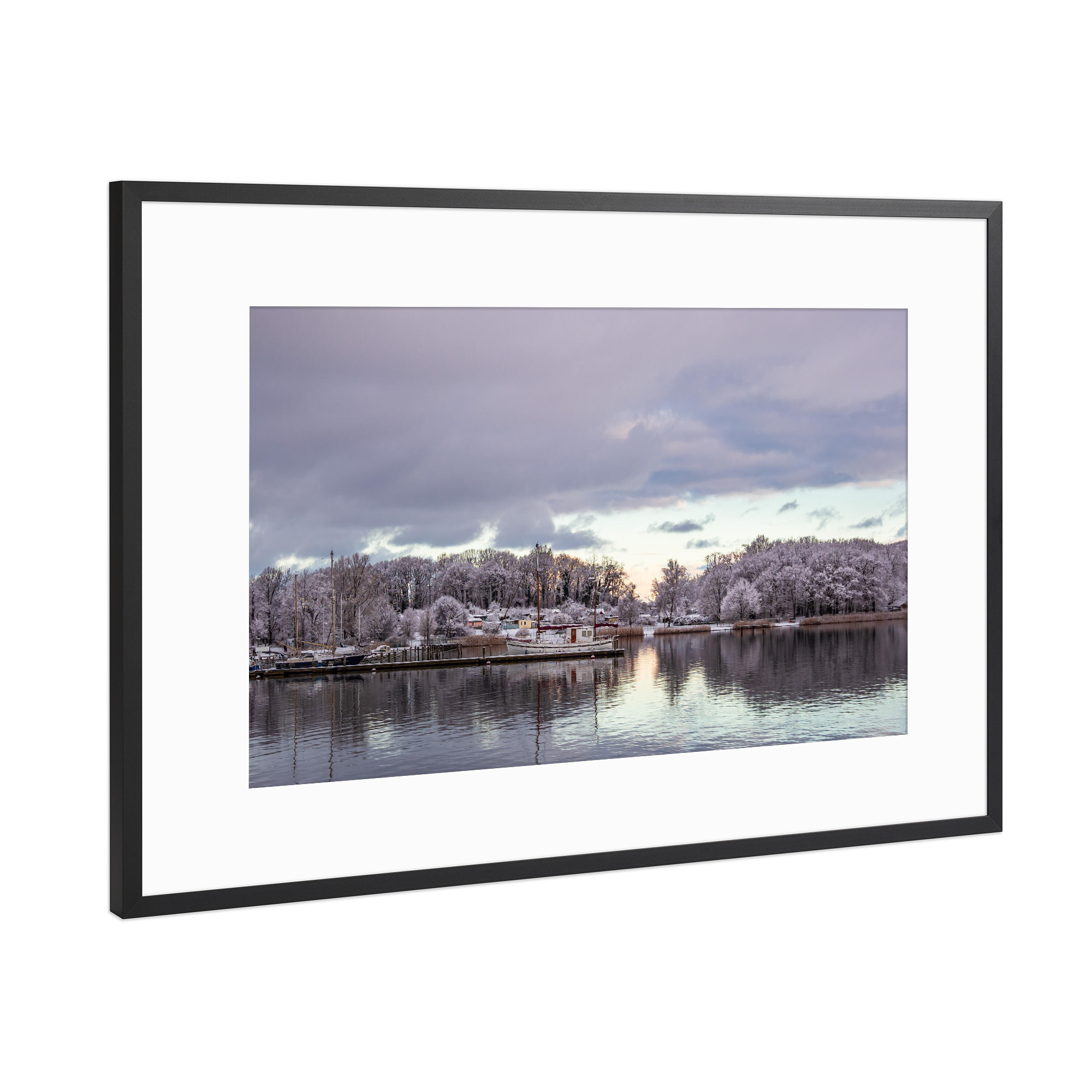 Poster mit Rahmen Schwarz (Metallic) "Gehlsdorf im Winter" artboxONE - Natur,Reise,Städte / Weitere