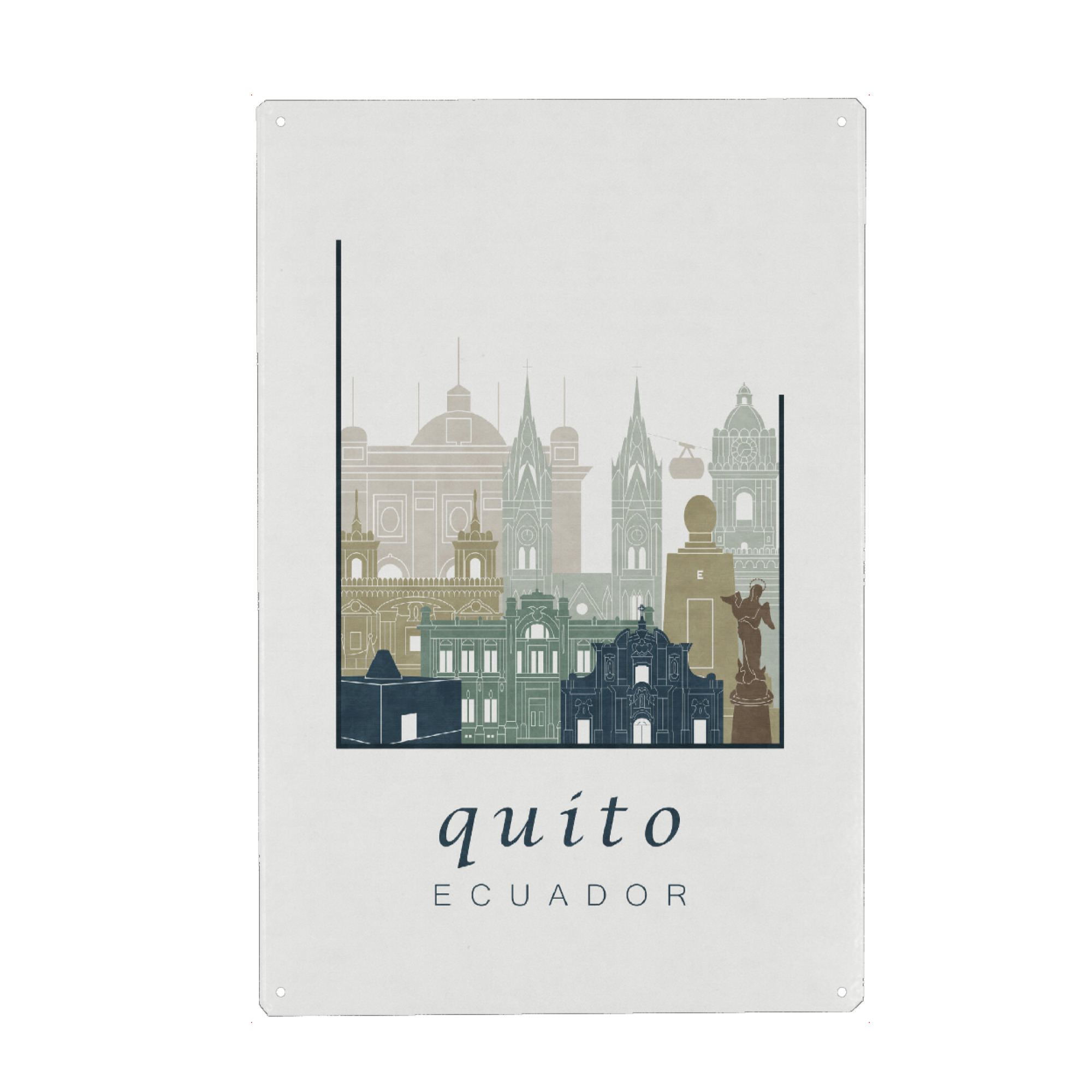 Metall Poster "Quito skyline light blue" artboxONE - Städte,Reise,Architektur,Kartografie