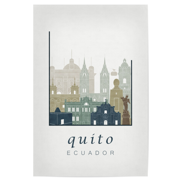 Poster 30x20 cm "Quito skyline light blue" artboxONE - Städte,Reise,Architektur,Kartografie