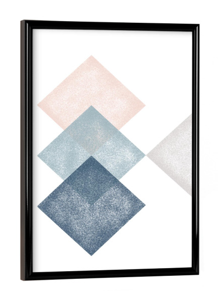 Poster mit schwarzem Rahmen "FourSqueredtextures" artboxONE - Abstrakt,Geometrie - Minimal,Grey,Green,Blue,Texture,Squares,Figure,Geometrie,Geometry