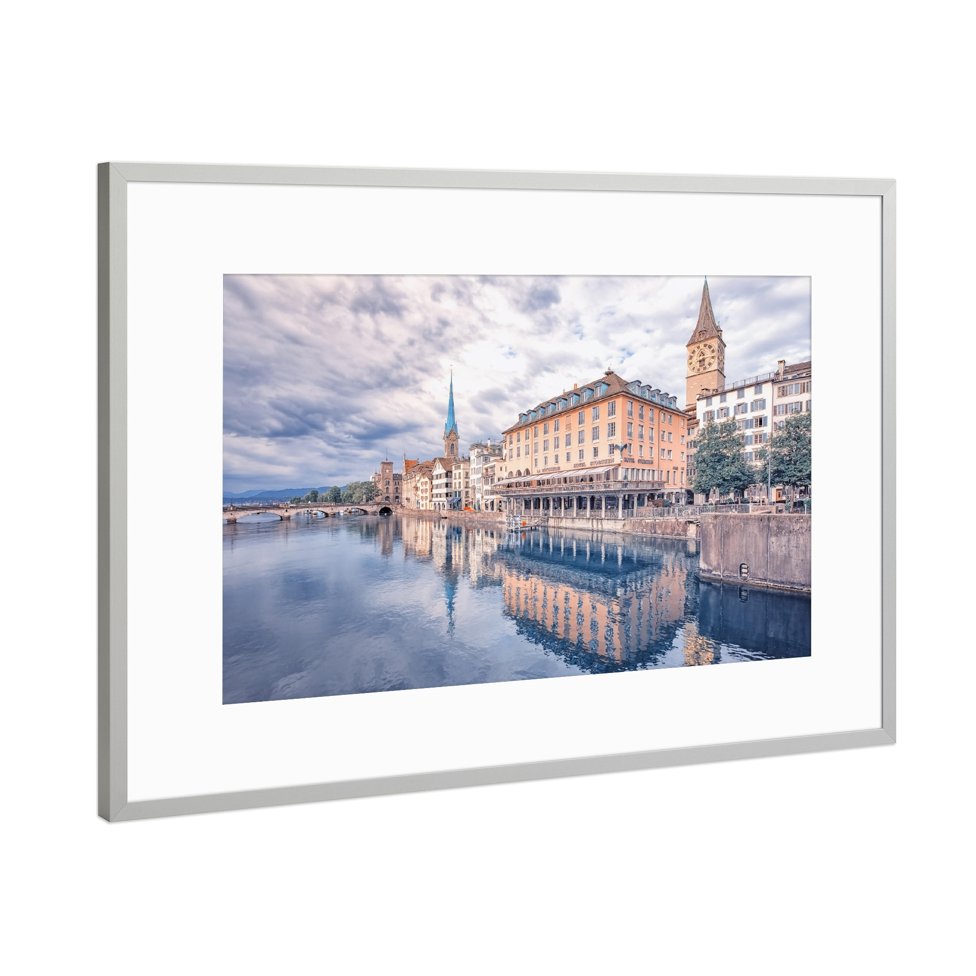 Poster mit Rahmen Silber "Zurich reflection" artboxONE - Städte,Reise,Architektur,Reise / Länder,Städte / Zürich