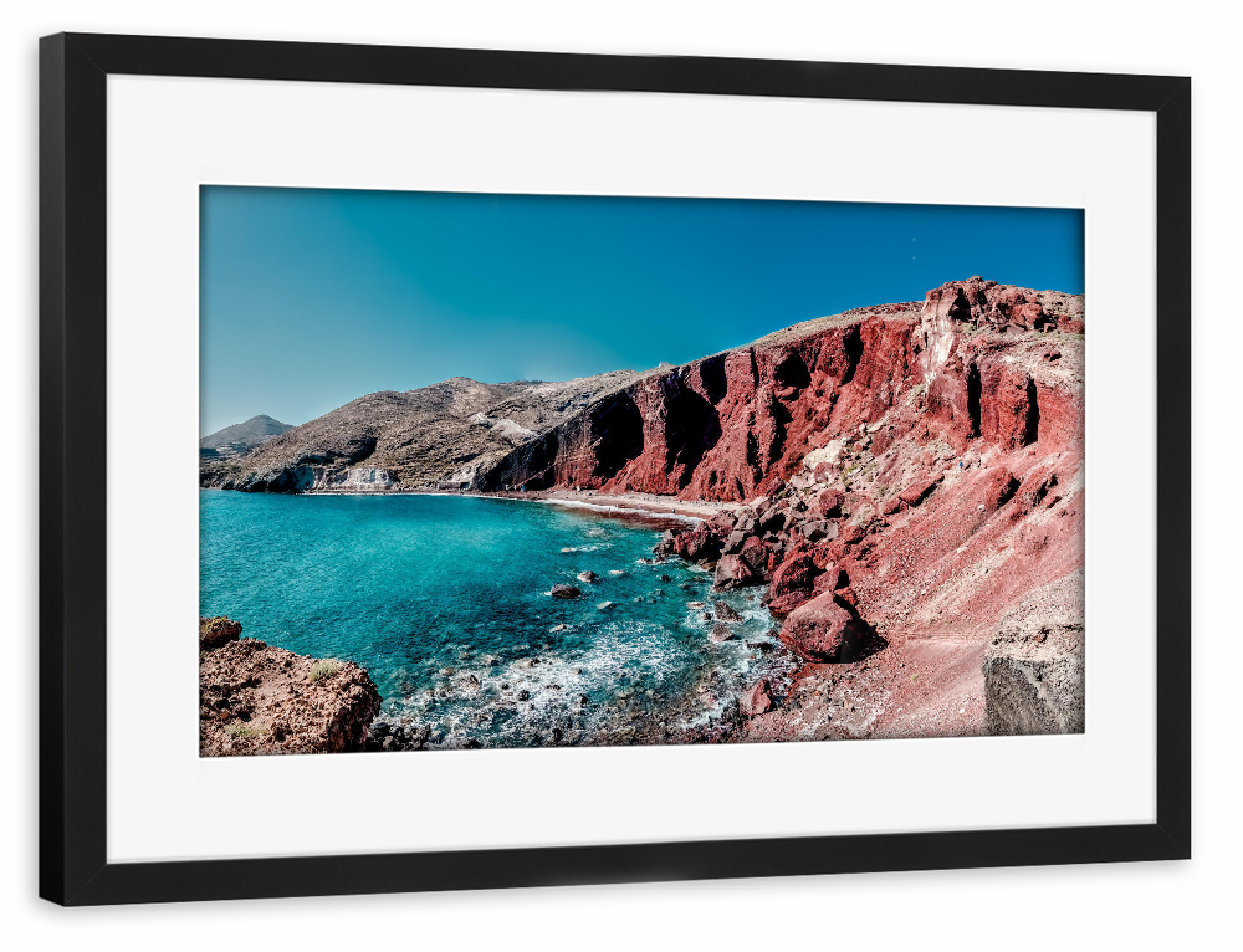 Poster mit Rahmen schwarz "Red Beach - Santorini" artboxONE - Natur,Reise,Reise / Strand und Meer