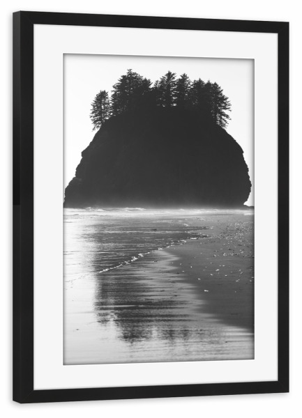 Poster mit Rahmen schwarz "Silhouettes at Second Beach" artboxONE - Natur,Schwarzweiß